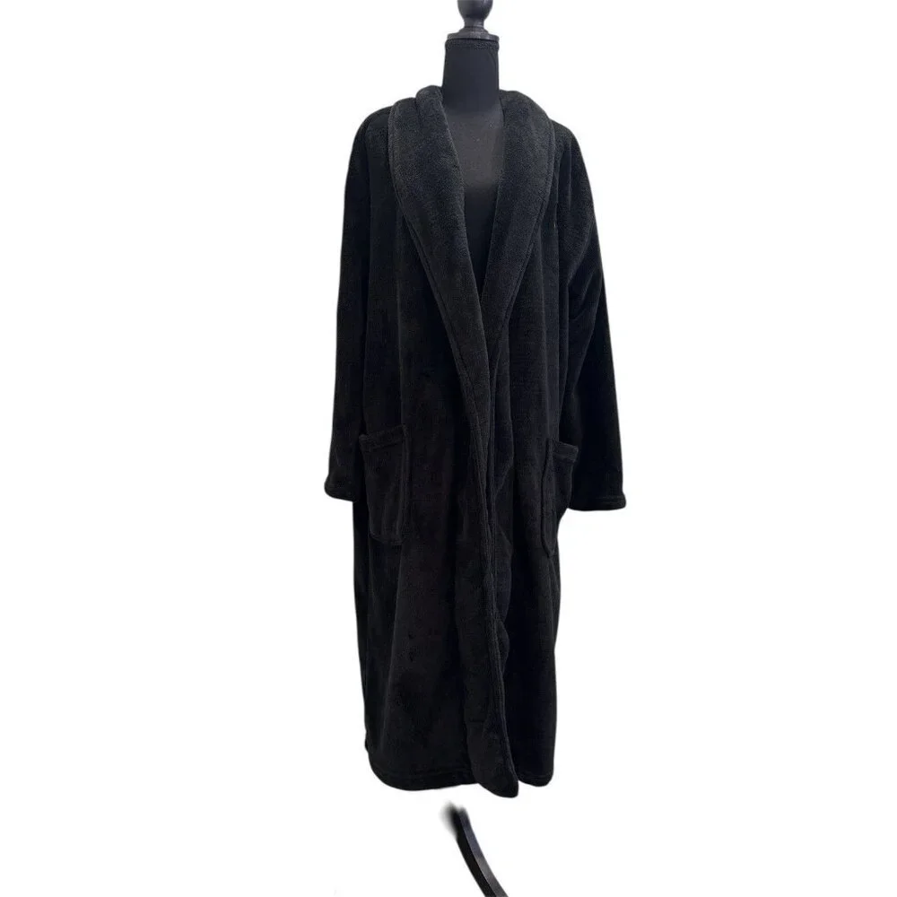 POLO RALPH LAUREN Men’s Microfiber Plush Black Bathrobe Size Small